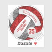 volleybal met schoolteam voor rode grijze meisjes sticker (Vel)