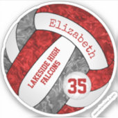 volleybal met schoolteam voor rode grijze meisjes sticker (Voorkant)