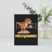 Volleybal met Trex Funny Dino Sport Briefkaart (Staand voorkant)