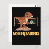 Volleybal met Trex Funny Dino Sport Briefkaart (Voorkant / Achterkant)
