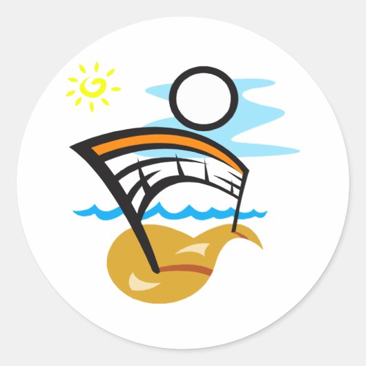 Volleybal Net & Bal Ronde Sticker (Voorkant)