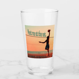 Volleybal ontmoet me op het net glas