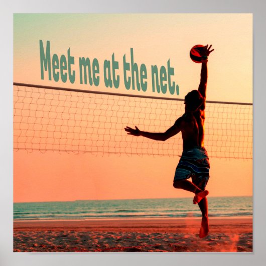 Volleybal ontmoet me op het net poster (Voorkant)