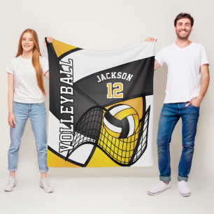 Volleybal 🏐 ontwerp - Geel, Wit, Zwart Fleece Deken