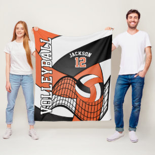 Volleybal 🏐 ontwerp - Oranje, wit, zwart Fleece Deken