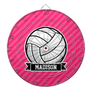 Volleybal op Neon Pink Stripes Dartbord