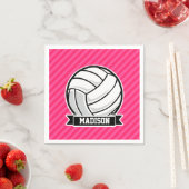 Volleybal op Neon Pink Stripes Servetten (Insitu)