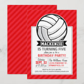 Volleybal op rode diagonale strepen kaart (Voorkant / Achterkant)