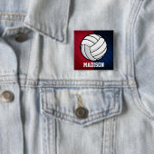 Volleybal; Rood, Wit, en Blauw Vierkante Button 5,1 Cm (In situ)