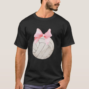 Volleybal Roze Bow Coquette Preppy Esthetisch Spel T-shirt