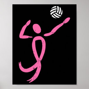Volleybal roze lint borstkankerbewustzijnspo poster