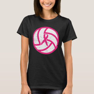 Volleybal roze lintje borstkankerbewustzijnsbesef t-shirt