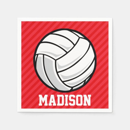 Volleybal; Scarlet Red Stripes Servetten (Voorkant)