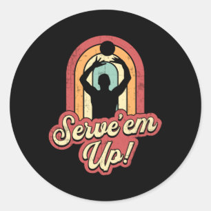 Volleybal Serve'em up Beachvolleybal Speler Ronde Sticker