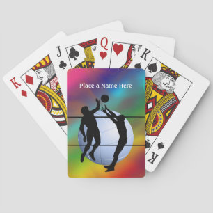 Volleybal silhouet Spelers en Bal personaliseren Pokerkaarten