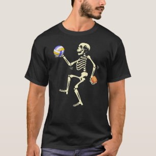 Volleybal Skelet Halloween Pumpkin Funny Boo T-shirt