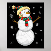 Volleybal Snowman Kerstcadeau T-shirt Xmas Snowmie Poster (Voorkant)