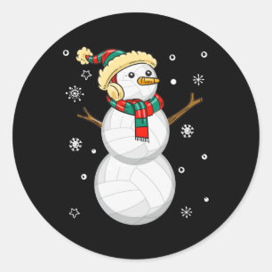 Volleybal Snowman Kerstcadeau T-shirt Xmas Snowmie Ronde Sticker