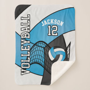 Volleybal 🏐 Sport in Baby Blue, White en Black Sherpa Deken