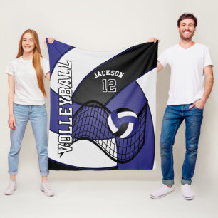 Volleybal 🏐 Sport in donkerblauw, wit en zwart Fleece Deken