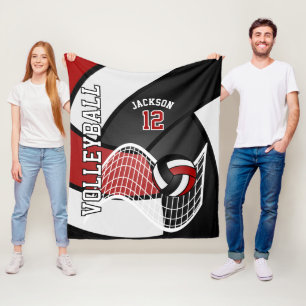 Volleybal 🏐 Sport in donkerrood, wit en zwart Fleece Deken