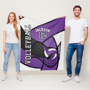 Volleybal 🏐 Sport in Paars, wit en zwart Fleece Deken