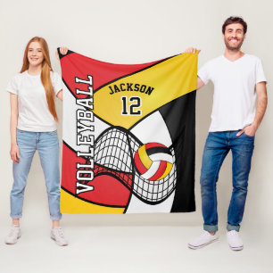Volleybal 🏐 Sport in rood, zwart en geel Fleece Deken