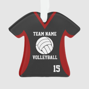 Volleybal Sport Jersey Zwart en Rood met Foto Ornament