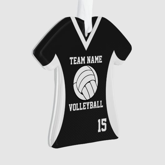 Volleybal Sport Jersey Zwart met Foto Ornament (voorkant)