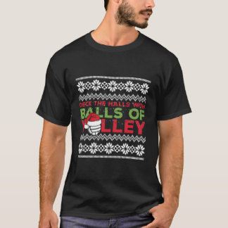 Volleybal Team Lelijke trui Kerstverlichting Sant T-shirt