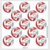 Volleybal teamleden set van 13 Red Grey Sticker (Vel)