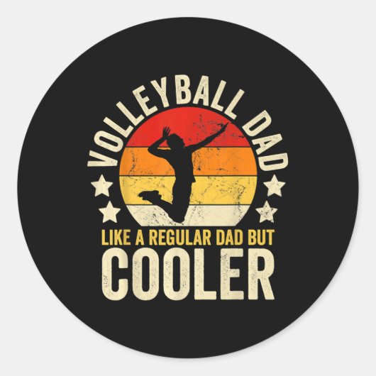 Volleybal vader als een gewone vader, maar koeler ronde sticker (Voorkant)