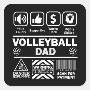 Volleybal Vader Grappige Inhoud van Sport Vader Vierkante Sticker