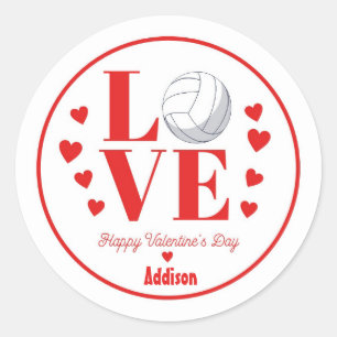 Volleybal Valentijn Sticker, LIEFDE Volleybal Ronde Sticker
