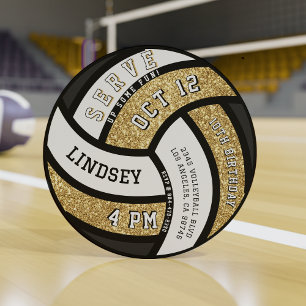 Volleybal Verjaardagsfeest Gouden Glitter Kaart