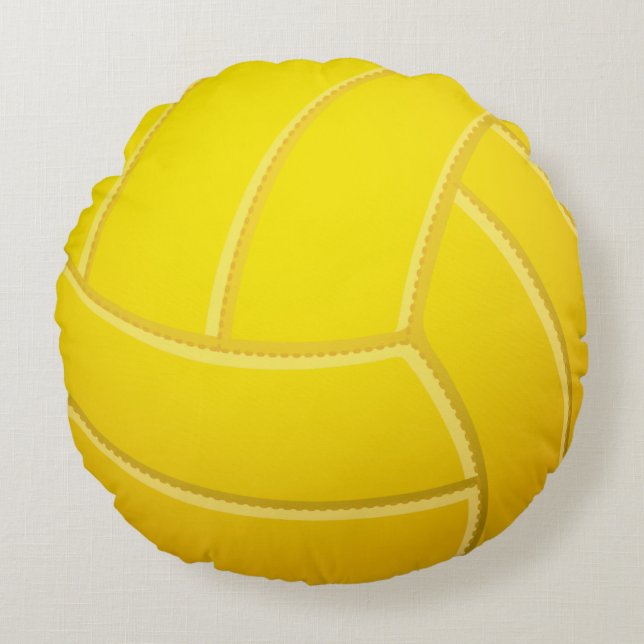 Volleybal volleybal kool (gele kleur) rond kussen (Voorkant)