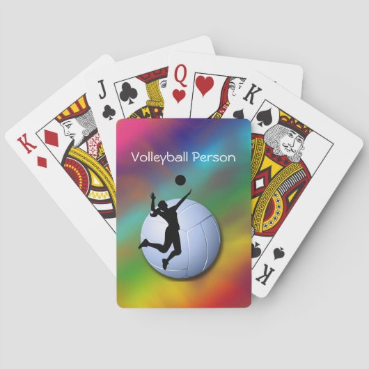 Volleybal Vrouw Speler en Bal personaliseren Pokerkaarten (Achterkant)