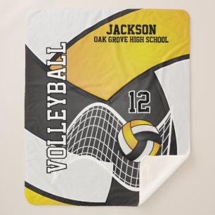 Volleybal 🏐 zwart, goudgeel en wit sherpa deken