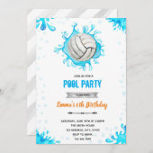 Volleybal zwembad verjaardagsfeest thema kaart (Voorkant / Achterkant)