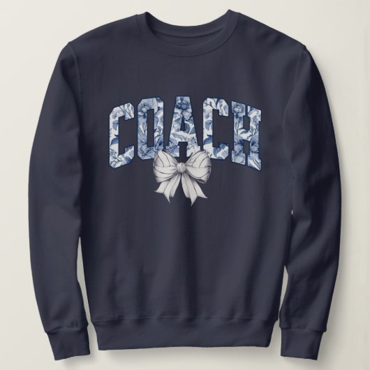 Volleybalcoach Blue Floral Bow Trui (Design voorkant)