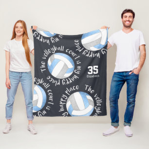 volleybalhof gelukkig plaats blauw grijze houtskoo fleece deken