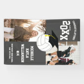 Volleyball Afstuderen Sportgrijs Spandoek (Horizontaal)
