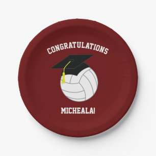 Volleyball Afstuderen Sportmaroon Papieren Bordje