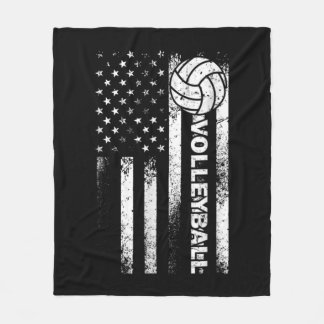 Volleyball American Flag Fun USA Patriotic Athlet Fleece Deken
