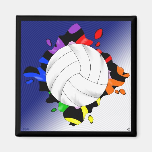 Volleyball Arc-en-ciel Aimant de projection (Devant)