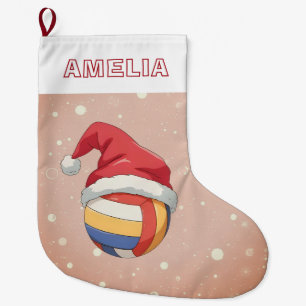 Volleyball Bal Rode Kerstman Hoed Naam Grote Kerstsok