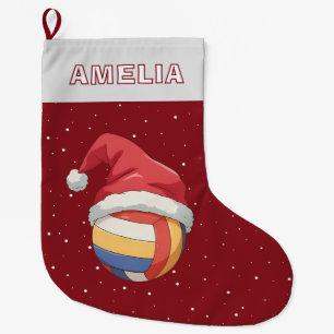 Volleyball Bal Rode Kerstman Hoed Naam Grote Kerstsok