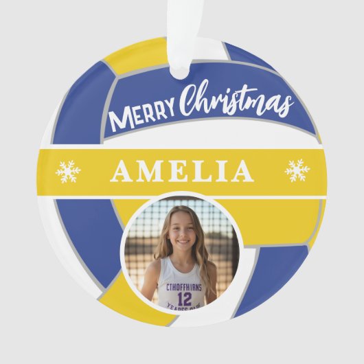 Volleyball Ball Custom Name Merry Christmas Photo (devant)