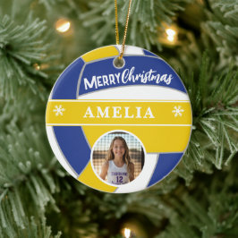 Volleyball Ball Custom Name Merry Christmas Photo Keramisch Ornament