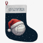 Volleyball Ball Red Santa Hat Name Grote Kerstsok (Voorkant)